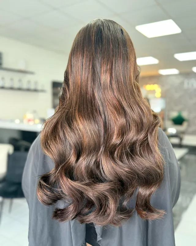 A warm, glossy brunette by Emma